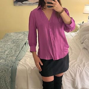 Vintage Lilac Button-down Blouse
